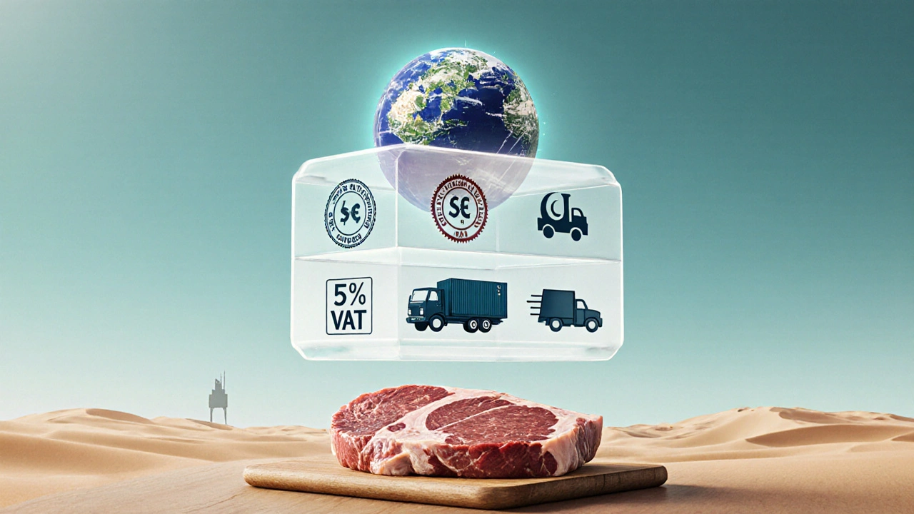 Illustration showing layered cost components above a cut of beef.