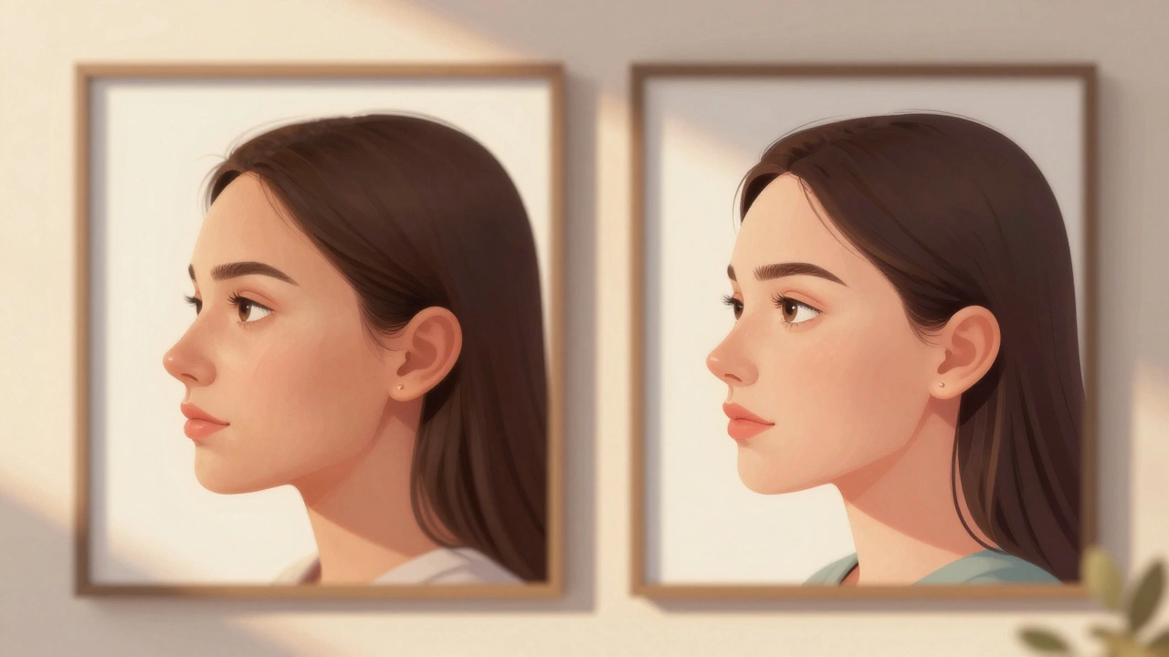 Side-by-side natural before-and-after patient transformations in a clinic setting, no filters or edits visible.