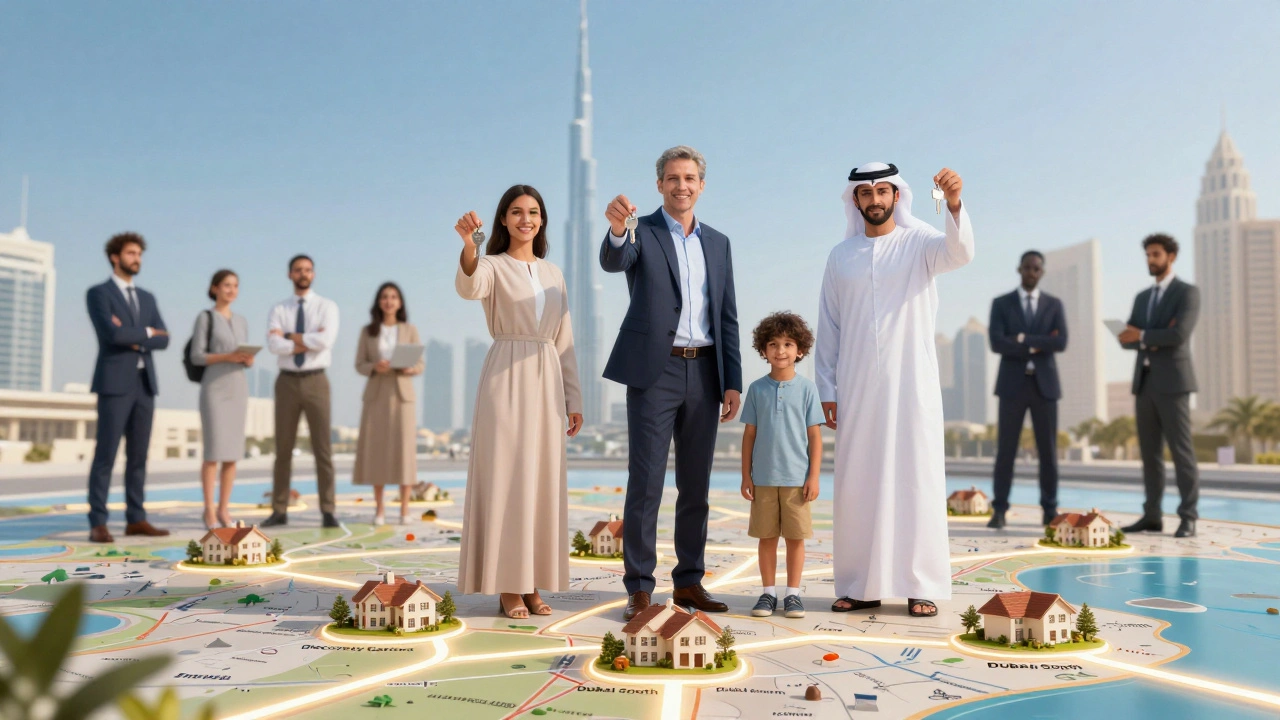 Diverse buyers holding keys to homes in growing Dubai neighborhoods, with speculative investors fading away.